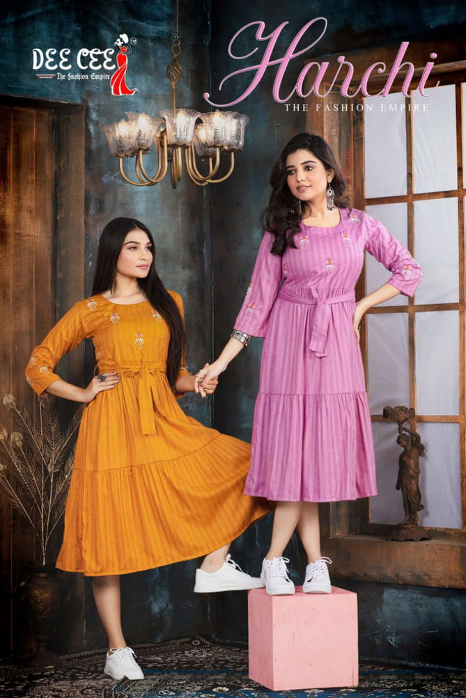 Harchi By Deecee Rayon Short Designer Kurtis Catalog